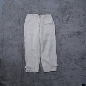 Banana Republic Pants Womens 12 White Linen Straight Tapered Relaxed Lightweight